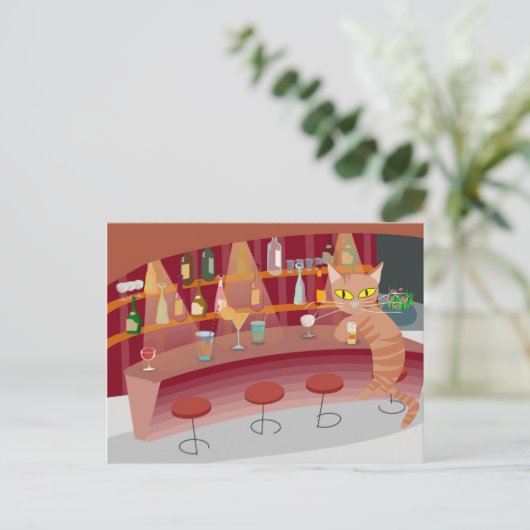 Bar cat postkarte (Stehend Vorderseite)
