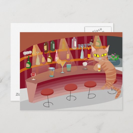 Bar cat postkarte (Vorne/Hinten)