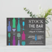 Bar Chalk Navy Fltles Party Einladung (Stehend Vorderseite)