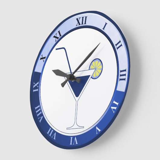 Bar Clock in Blau und Weiß Martini Große Wanduhr (Winkel)
