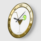 Bar Clock mit Gold und White Martini Große Wanduhr (Winkel)