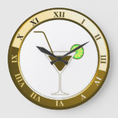 Bar Clock mit Gold und White Martini Große Wanduhr (Vorderseite)
