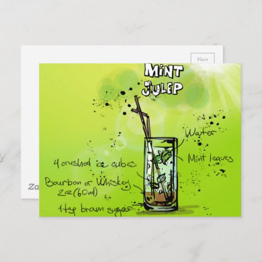 Bar Cocktail Rezept Postkarte (Vorne/Hinten)