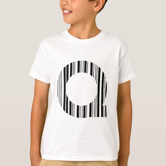 BAR-CODE des BUCHSTABE-Q erstes T-Shirt (Vorderseite)