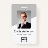 Bar-Code des Firmenlogos Mitarbeiter-Foto grau Ausweis (Vorderseite)