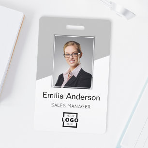 Bar-Code des Firmenlogos Mitarbeiter-Foto grau Ausweis