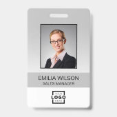 Bar-Code des Firmenlogos Mitarbeiter-Foto grau Ausweis (Vorderseite)