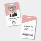 Bar-Code des Firmenlogos Mitarbeiter-Foto Rosa Ausweis (Front & Back)