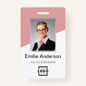 Bar-Code des Firmenlogos Mitarbeiter-Foto Rosa Ausweis (Vorderseite)