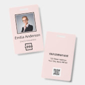 Bar-Code des Firmenlogos Mitarbeiter-Foto Rosa Ausweis (Vorder- & Rückseite)