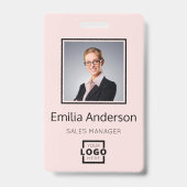 Bar-Code des Firmenlogos Mitarbeiter-Foto Rosa Ausweis (Vorderseite)