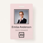 Bar-Code des Firmenlogos Mitarbeiter-Foto Rosa Ausweis (Vorderseite)