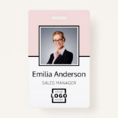 Bar-Code des Firmenlogos Mitarbeiter-Foto Rosa Ausweis (Vorderseite)