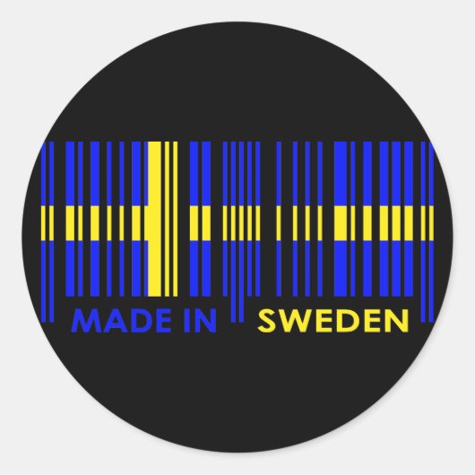 Bar Code Flag Farben SCHWEDEN Design Runder Aufkleber (Vorderseite)
