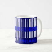 Bar-Code-Flaggen-Farbe-FINNLAND-Entwurf Kaffeetasse (VorderseiteRechts)