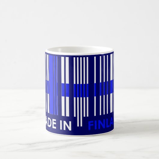 Bar-Code-Flaggen-Farbe-FINNLAND-Entwurf Kaffeetasse (Mittel)