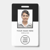 Bar-Code für Mitarbeiter-Logos Schwarzes Foto-ID Ausweis (Vorderseite)