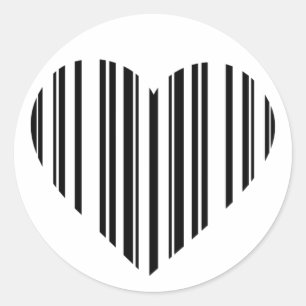 Bar Code Heart Runder Aufkleber