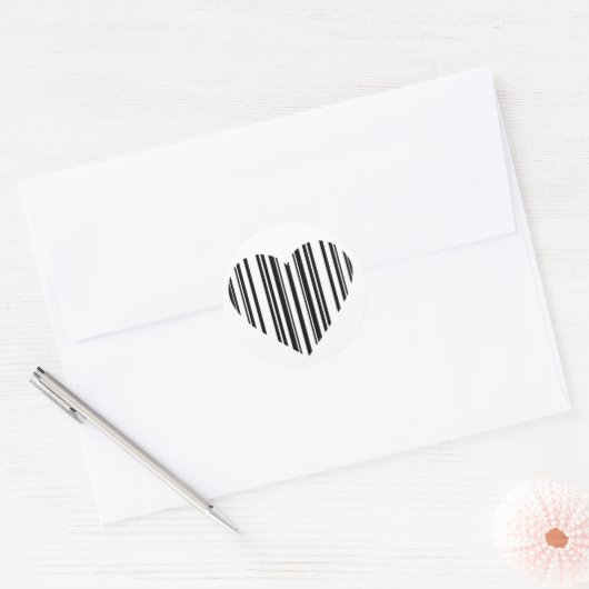 Bar Code Heart Runder Aufkleber (Umschlag)