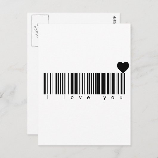 Bar Code I Liebe Sie Postkarte (Vorne/Hinten)