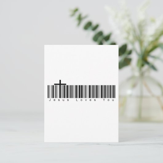 Bar Code Jesus Lieben Sie Postkarte (Stehend Vorderseite)