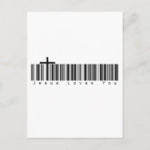 Bar Code Jesus Lieben Sie Postkarte (Vorderseite)