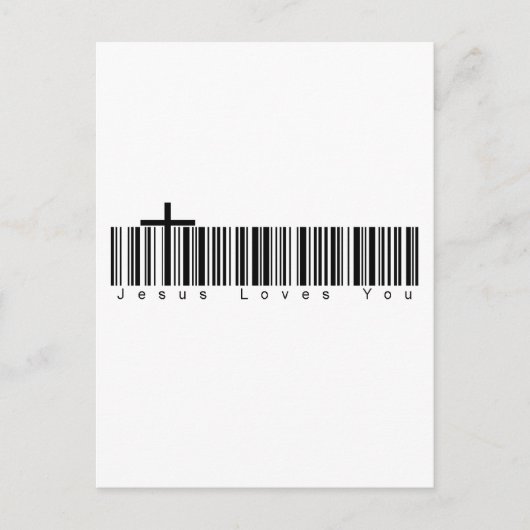 Bar Code Jesus Lieben Sie Postkarte (Vorderseite)