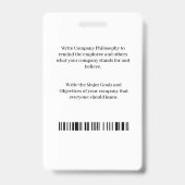 Bar-Code-Karte für Mitarbeiter-Logo Ausweis (Rückseite)