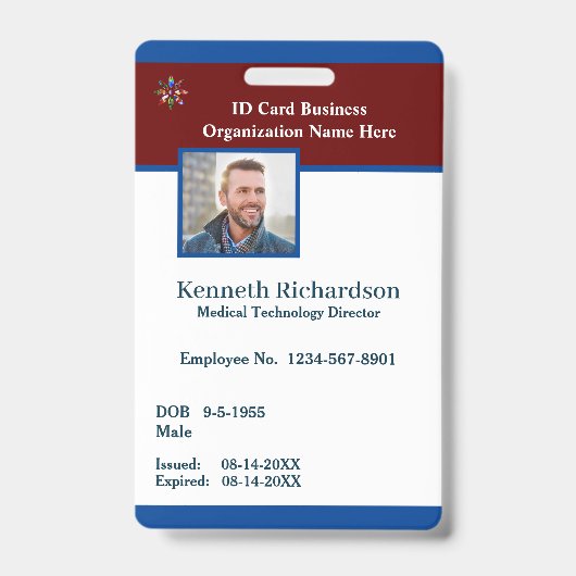 Bar-Code-Karte für Mitarbeiter-Logo Ausweis (Vorderseite)