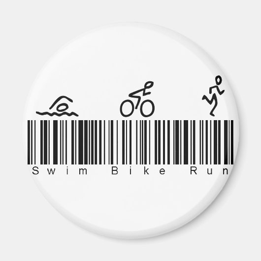 Bar Code Swim Bike Run Magnet (Vorne)