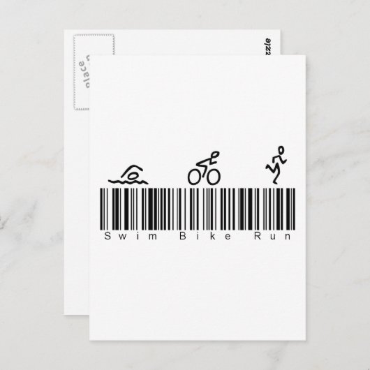 Bar Code Swim Bike Run Postkarte (Vorne/Hinten)