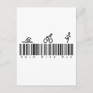 Bar Code Swim Bike Run Postkarte