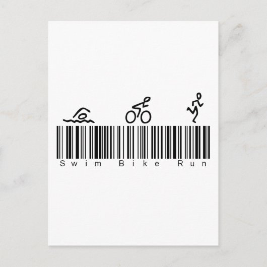 Bar Code Swim Bike Run Postkarte (Vorderseite)