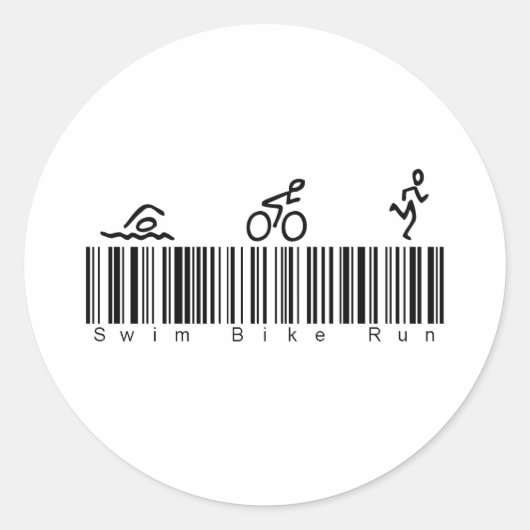 Bar Code Swim Bike Run Runder Aufkleber (Vorderseite)
