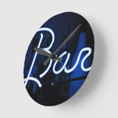 Bar, cool blaues Neonlicht Runde Wanduhr (Winkel)