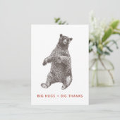 Bär Danke Karte, Big Hugs (Stehend Vorderseite)