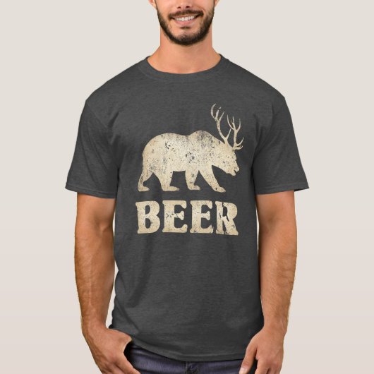 Bär Deer Vintag Beer T-Shirt (Vorderseite)