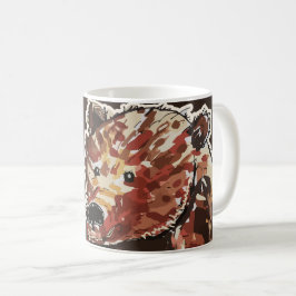 Bär denkt über Winterschlaf nach Kaffeetasse