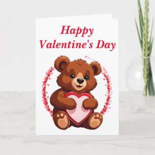 Bär, der einen noblen Valentinstag hält Karte