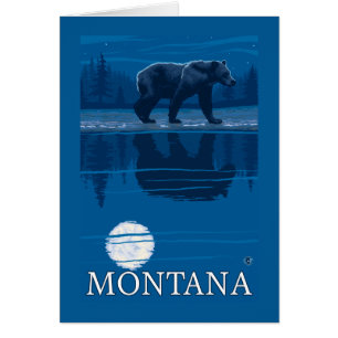 Bär, der in Mondschein-Vintage Reise geht