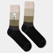 Bär, der über die Wand schaut, Beige und Dunkle Fa Socken (Rechts)