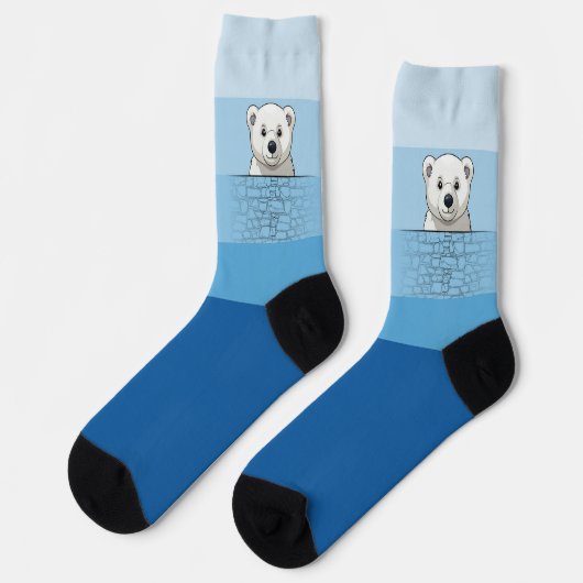 Bär, der über die Wand schaut, Blue Angel Socken (Linkes Detail)