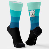Bär, der über die Wand schaut, grün bis blau Socken (Gewinkelt)