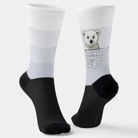 Bär, der über die Wand schaut, Weiße Schatten Socken (Gewinkelt)