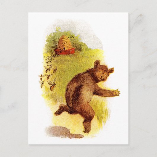 Bär, der vor Bienen flieht Postkarte (Vorderseite)
