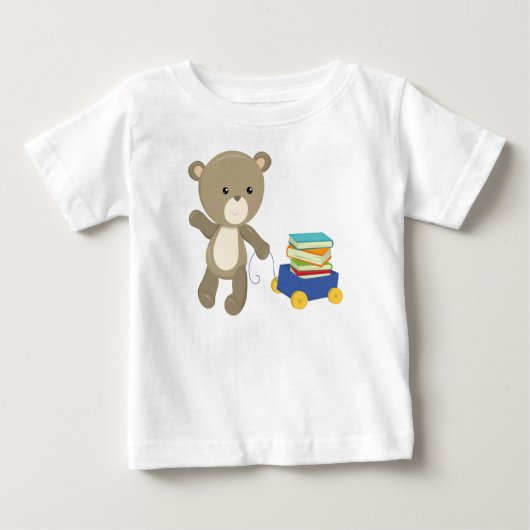 Bär, der zur Schule geht, brauner Bär, Niedlicher  Baby T-shirt (Vorderseite)