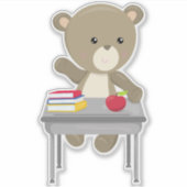 Bär, der zur Schule geht, Niedlicher Bär, brauner Aufkleber (Vorderseite)