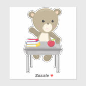 Bär, der zur Schule geht, Niedlicher Bär, brauner Aufkleber (Blatt)
