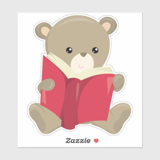 Bär, der zur Schule geht, Niedlicher Bär, brauner Aufkleber (Blatt)