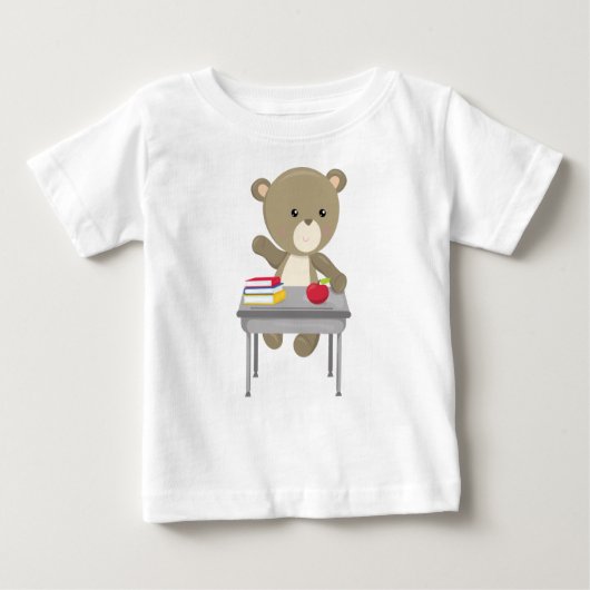 Bär, der zur Schule geht, Niedlicher Bär, brauner Baby T-shirt (Vorderseite)